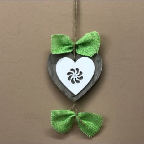 Szív alakú ajtódísz zöld masnival